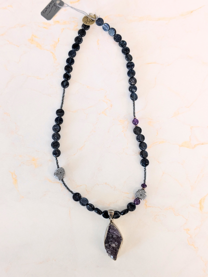 Amethyst Kyamite Hematite Necklace