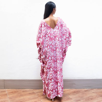Tie Dye Kaftan Dress (Maroon Carnation) - Resort Maternity