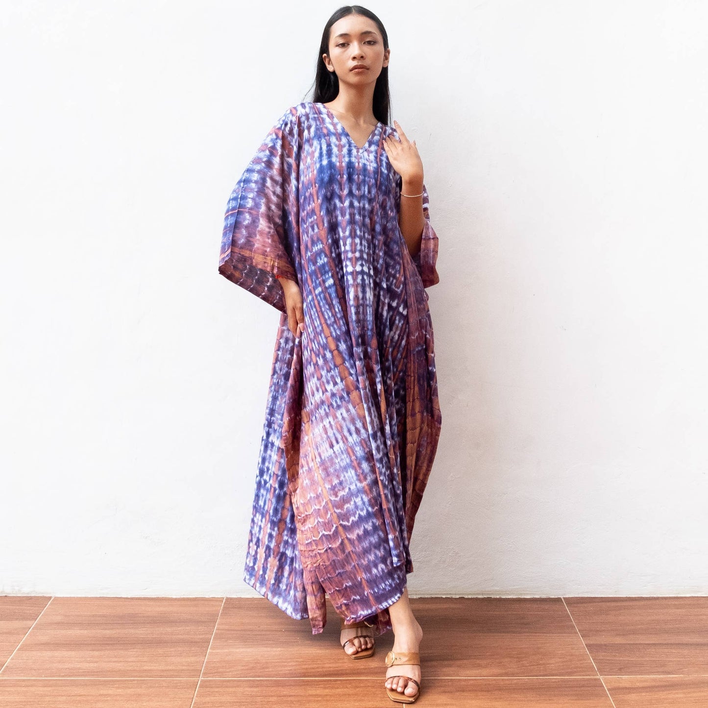 Tie Dye Kaftan Dress (Indigo) - Sun Dress Beach Resort Wear