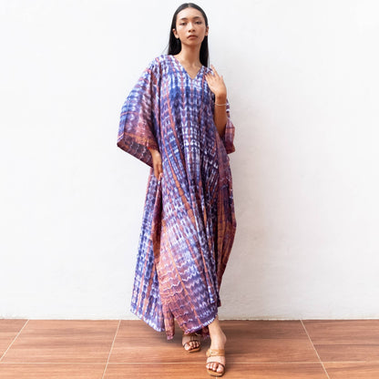 Tie Dye Kaftan Dress (Indigo) - Sun Dress Beach Resort Wear