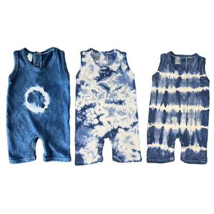 Baby Indigo Shibori Tie Dye Romper