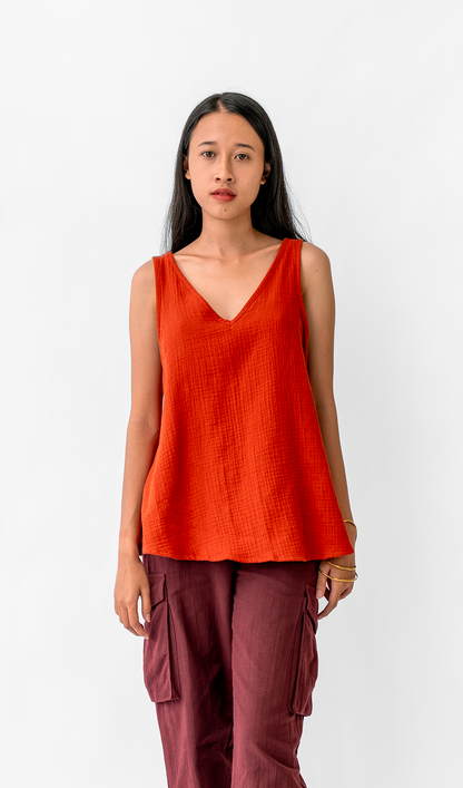 Semi-Swing Top Cotton Crinkle | Red