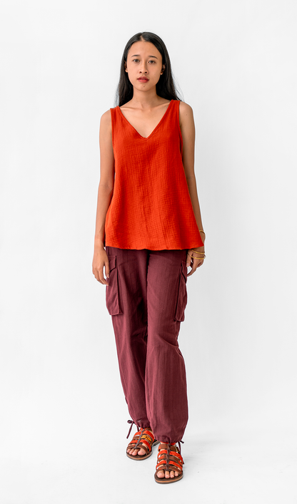 Semi-Swing Top Cotton Crinkle | Red