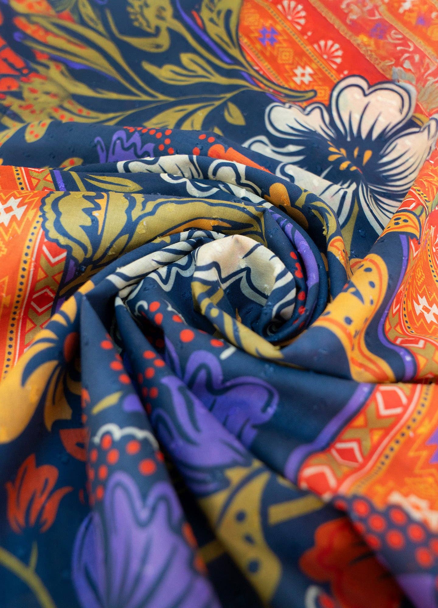 Cotton Scarf - Trailing Floral in Navy