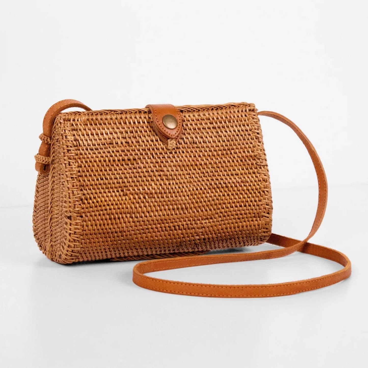 Rattan Bag Purse Wallet Clutch Crossbody (Brown Water Drop)