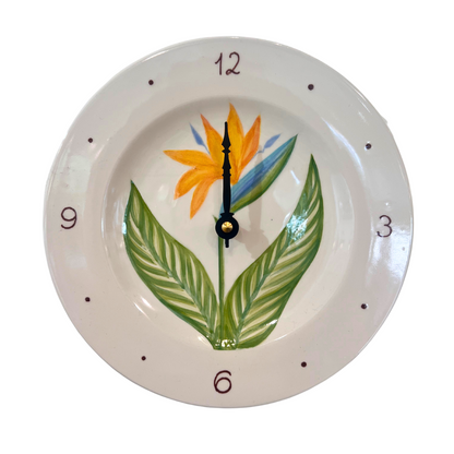 Round Plate Clock Tropical Flower