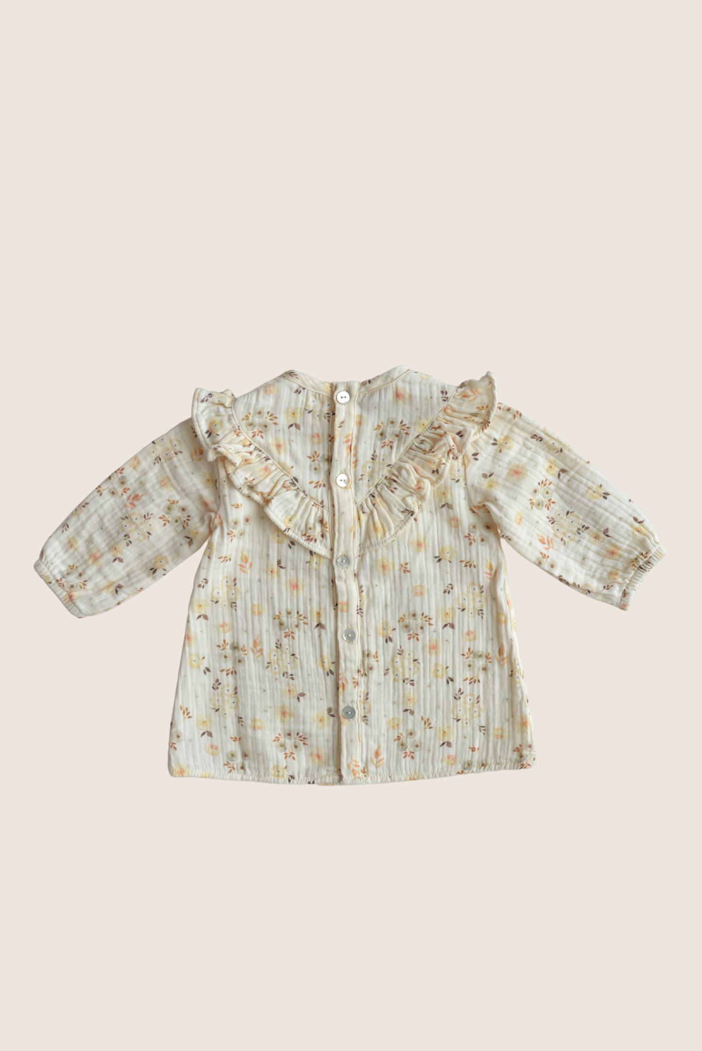 Baby / kids 100% cotton muslin blouse flower print: 12-18 months