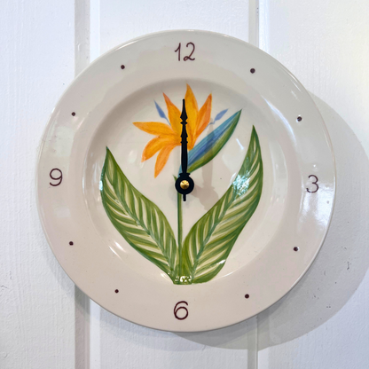 Round Plate Clock Tropical Flower