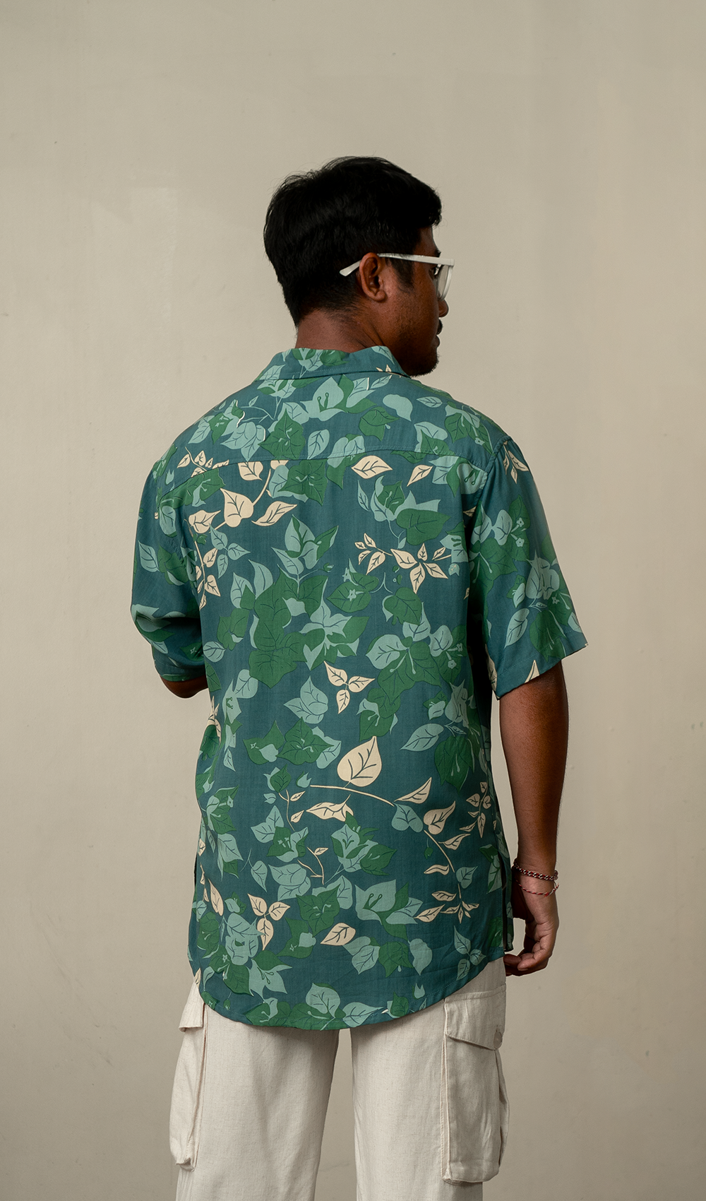 Printed Shirt Rayon | Bougainvillea Moss