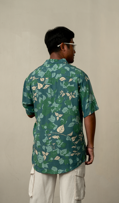 Printed Shirt Rayon | Bougainvillea Moss