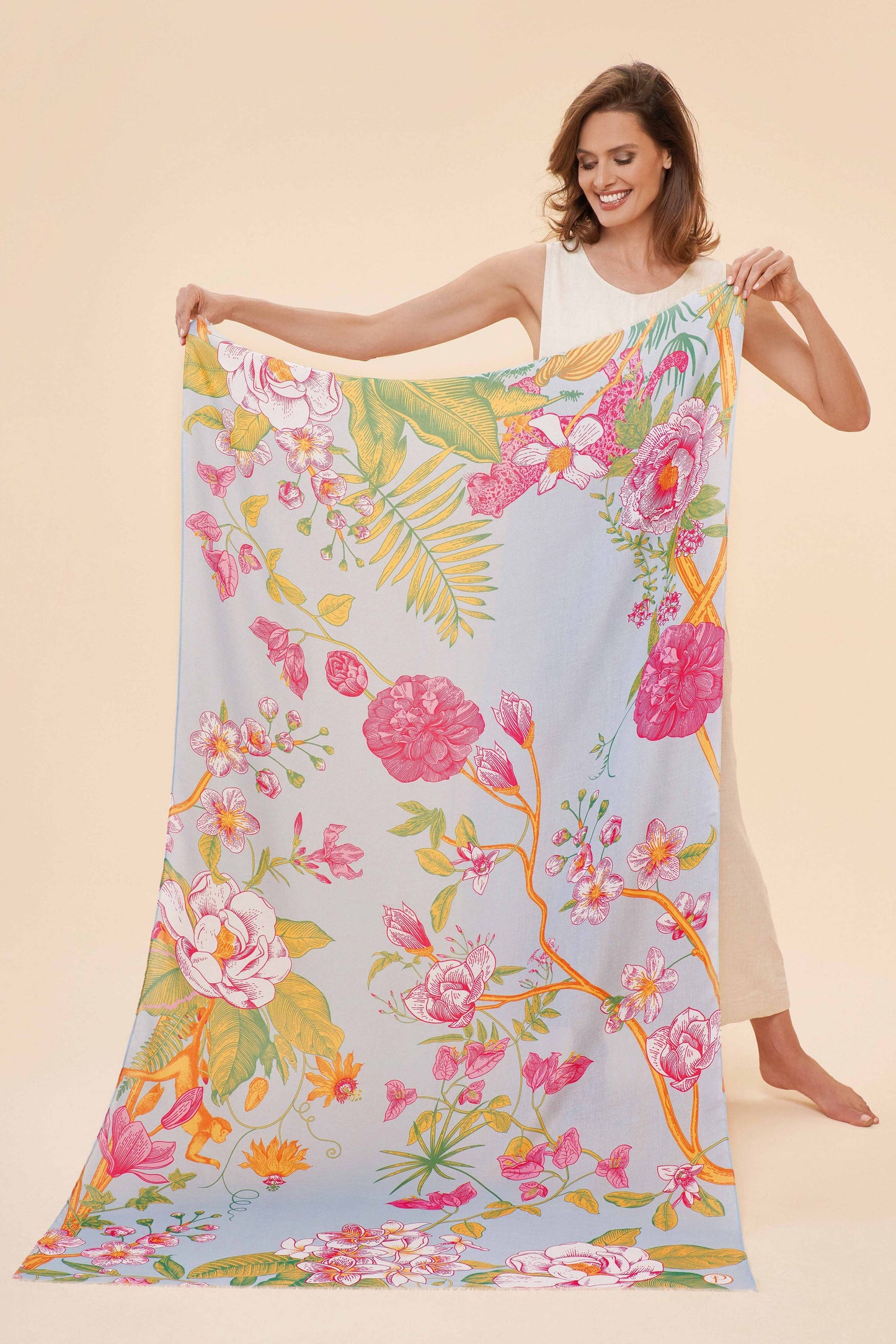 Printed Floral Jungle Scarf - Lavender