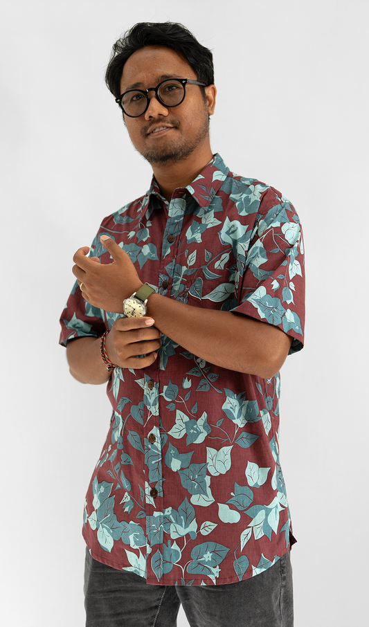 Cotton Men's Shirt | Burgundy