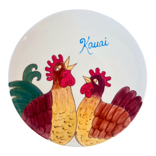 8" Round Coupe Salad / Dessert Plate Kauai Rooster