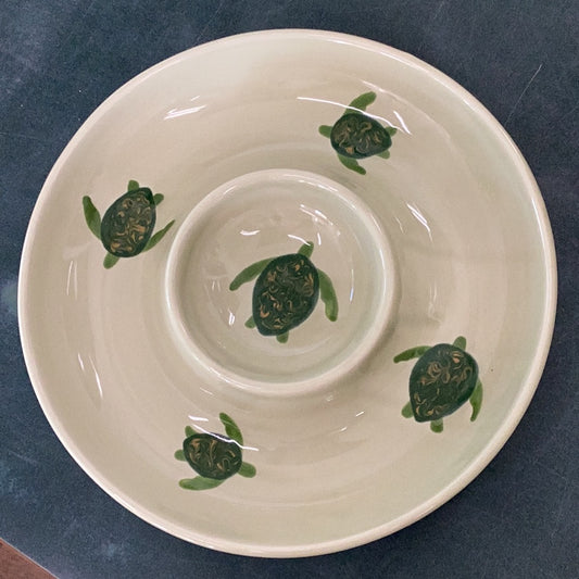 Celadon Turtle Chip & Dip Platter