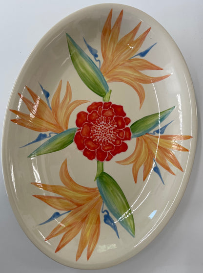 Oval Coupe Platter- Tropical Flower