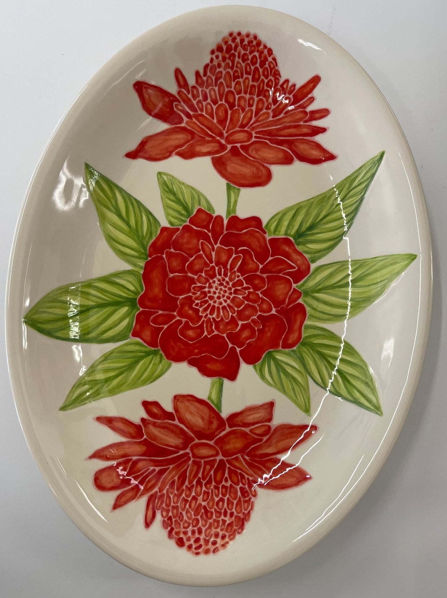 Oval Coupe Platter- Tropical Flower