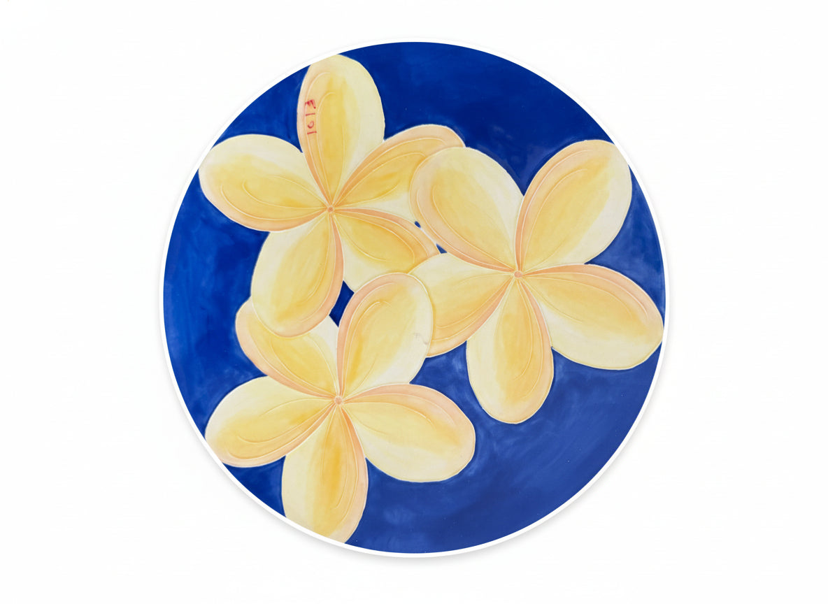 Blue Plumeria Tuscany Coupe Charger Plate