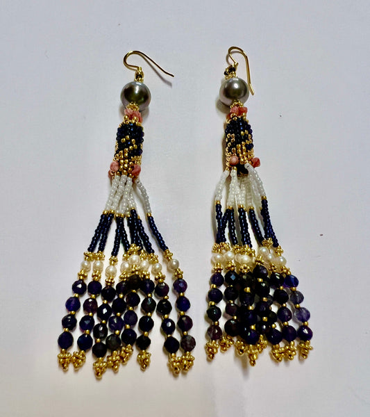 LD TP Iolite aTassel Earrings -CON