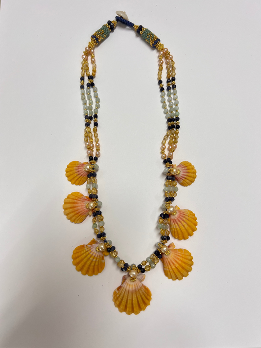 LD 7 Sunrise Shells with Gemstone Necklace -CON