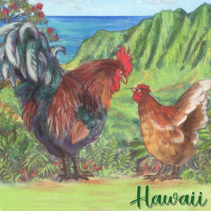 Kalalau Valley Chickens Cork Coaster