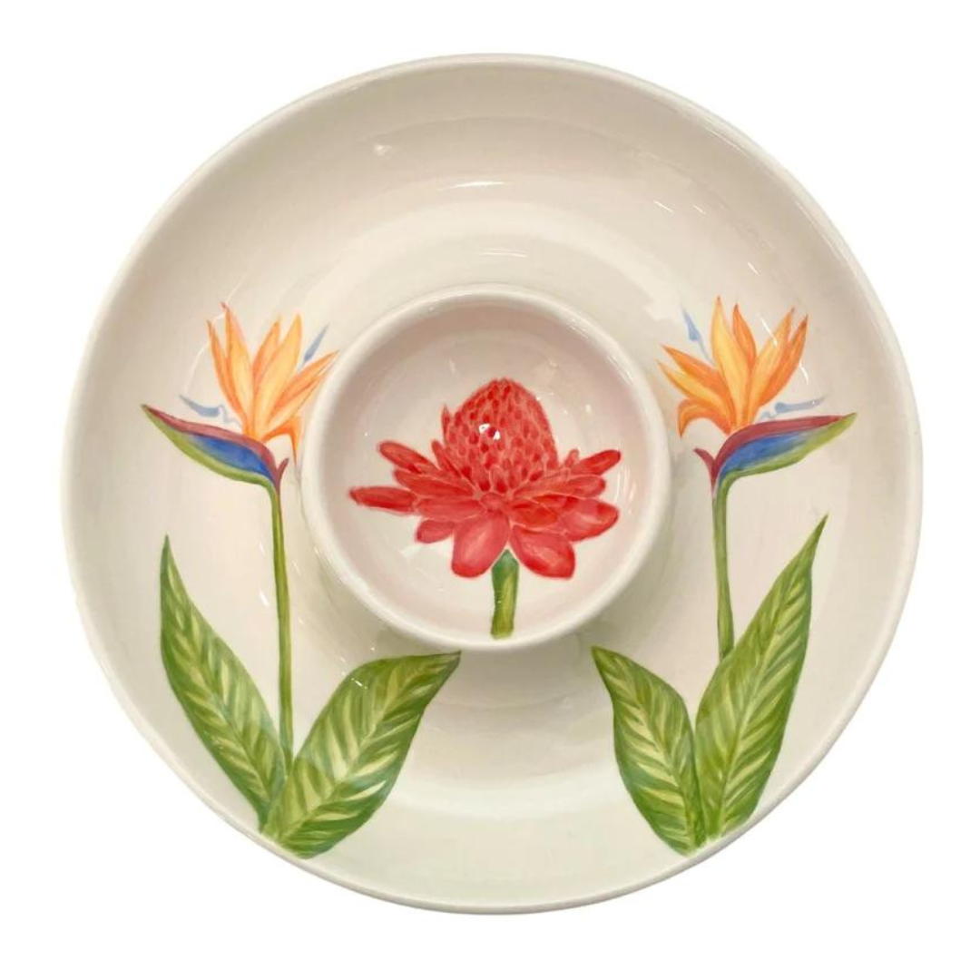 Tropical Flower Chip & Dip Platter