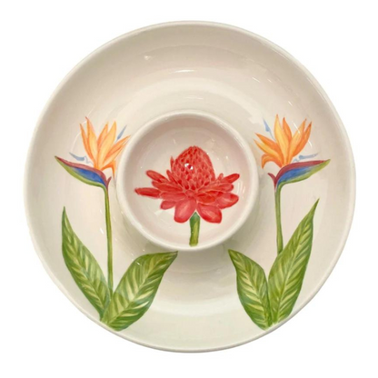 Tropical Flower Chip & Dip Platter