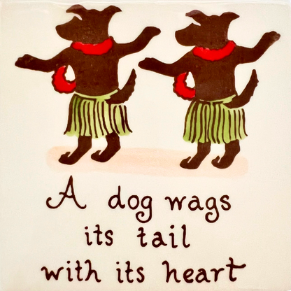 A Dog Wags it's Tail Tile 4"