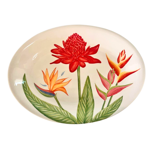 Tropical Flower in Oval Coupe Platter