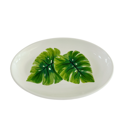 Oval Coupe Platter Monstera