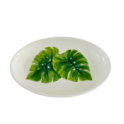 Oval Coupe Platter- Monstera