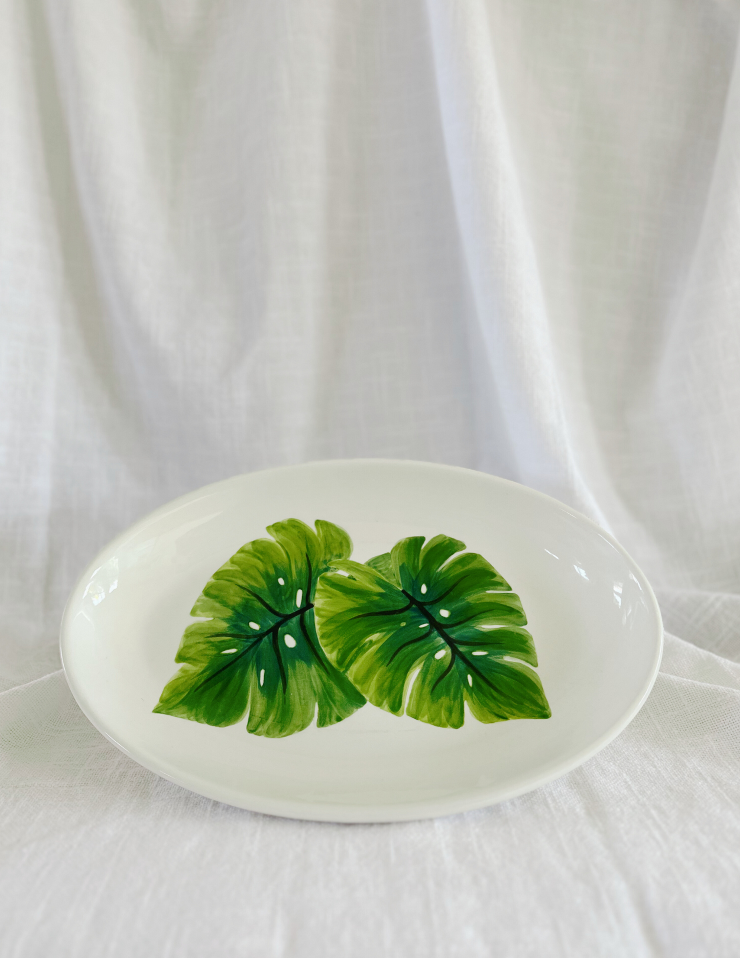 Oval Coupe Platter- Monstera