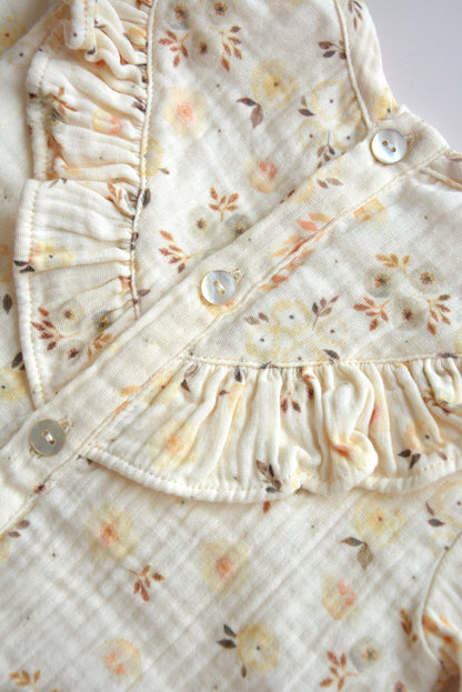Baby / kids 100% cotton muslin blouse flower print: 12-18 months