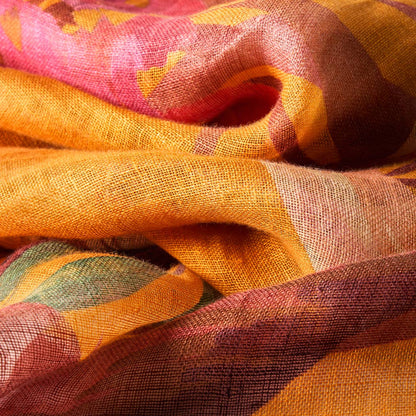Linen/Cotton Scarf - Oriental Crane