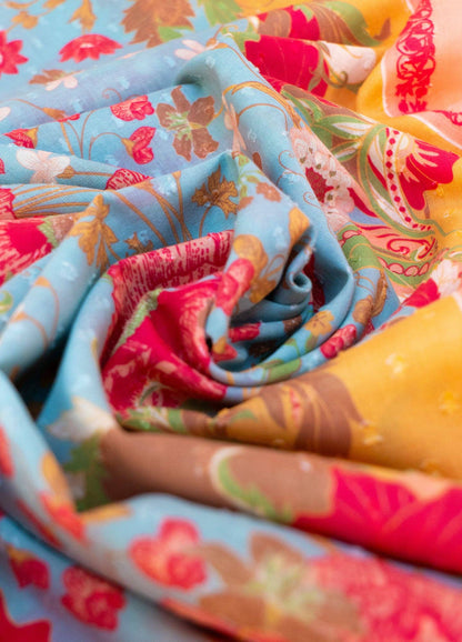 Cotton Scarf - Paisley Poppies