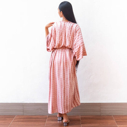 Tie Dye Kimono Cover Up (Nude Pink) - Bikini Beach Robe Sun