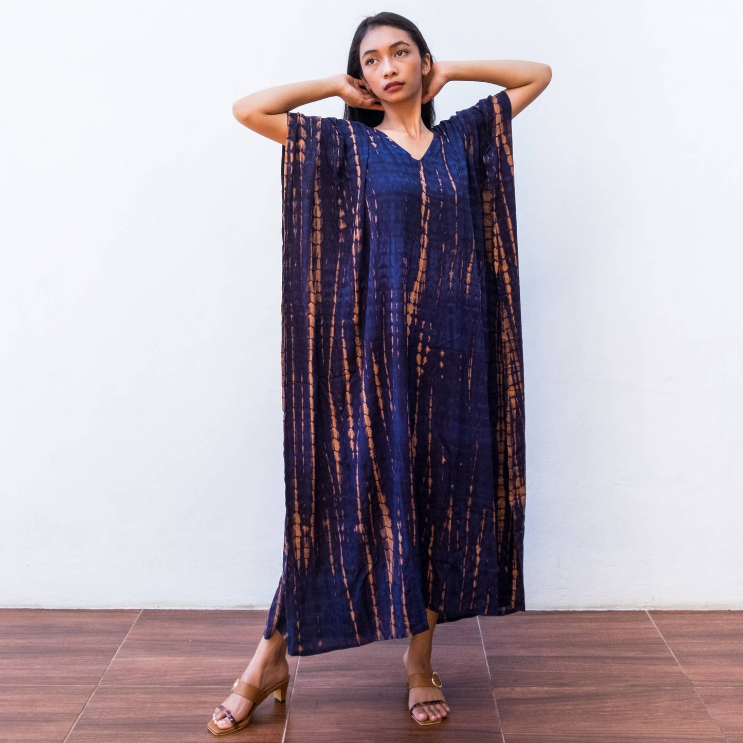 Tie Dye Kaftan Dress (Navy) - Sun Dress Beach Resort Wear