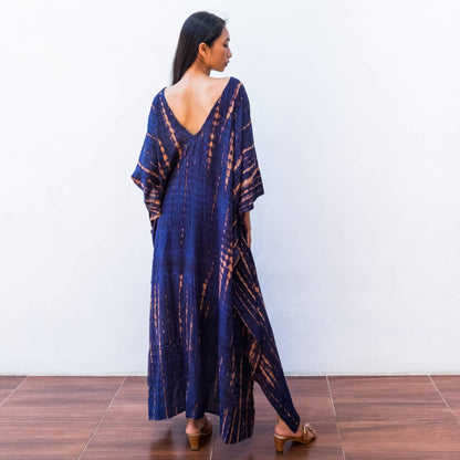 Tie Dye Kaftan Dress (Navy) - Sun Dress Beach Resort Wear