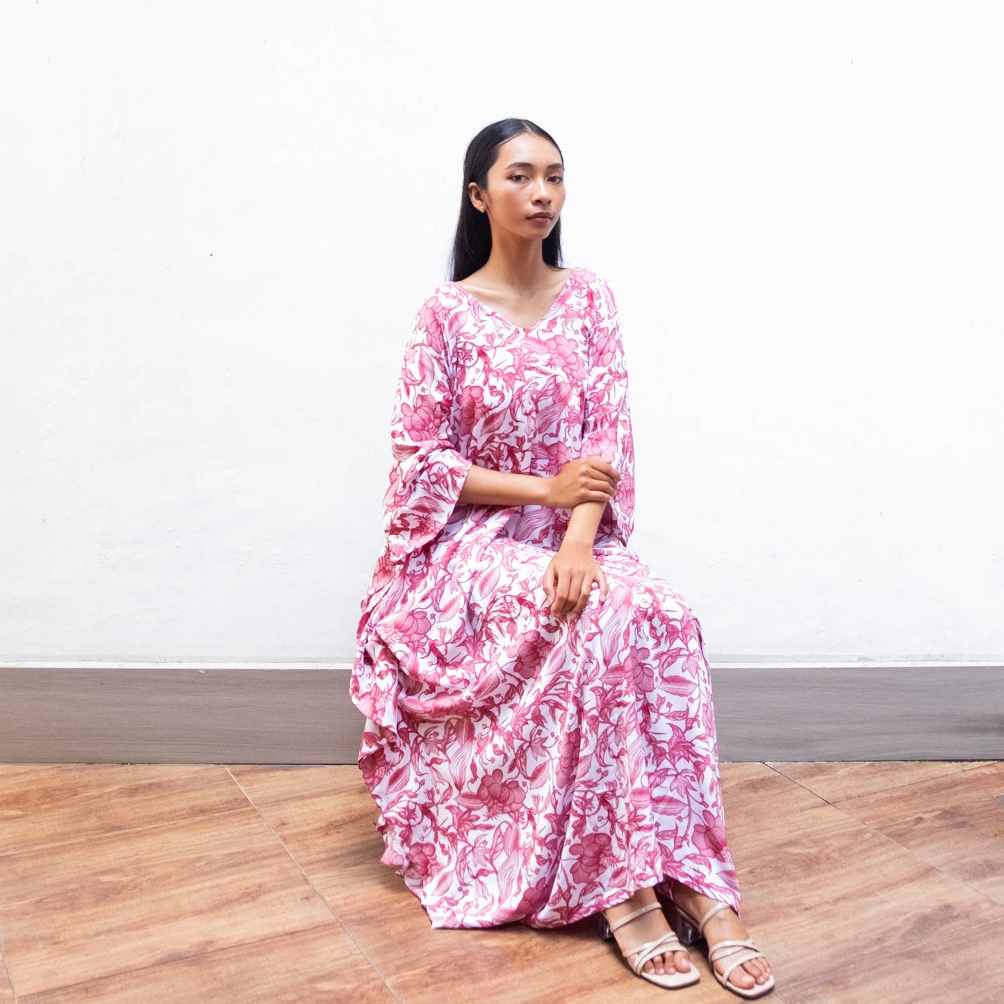 Tie Dye Kaftan Dress (Maroon Carnation) - Resort Maternity