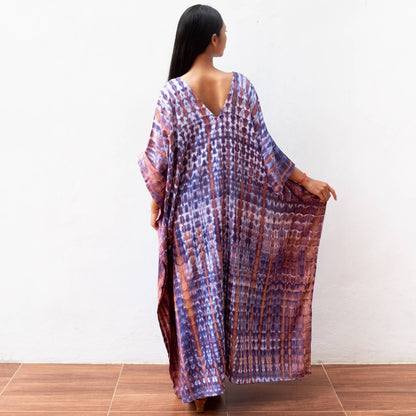 Tie Dye Kaftan Dress (Indigo) - Sun Dress Beach Resort Wear