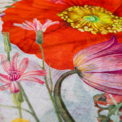 Linen/Cotton Scarf - Fine Flowers, Cream