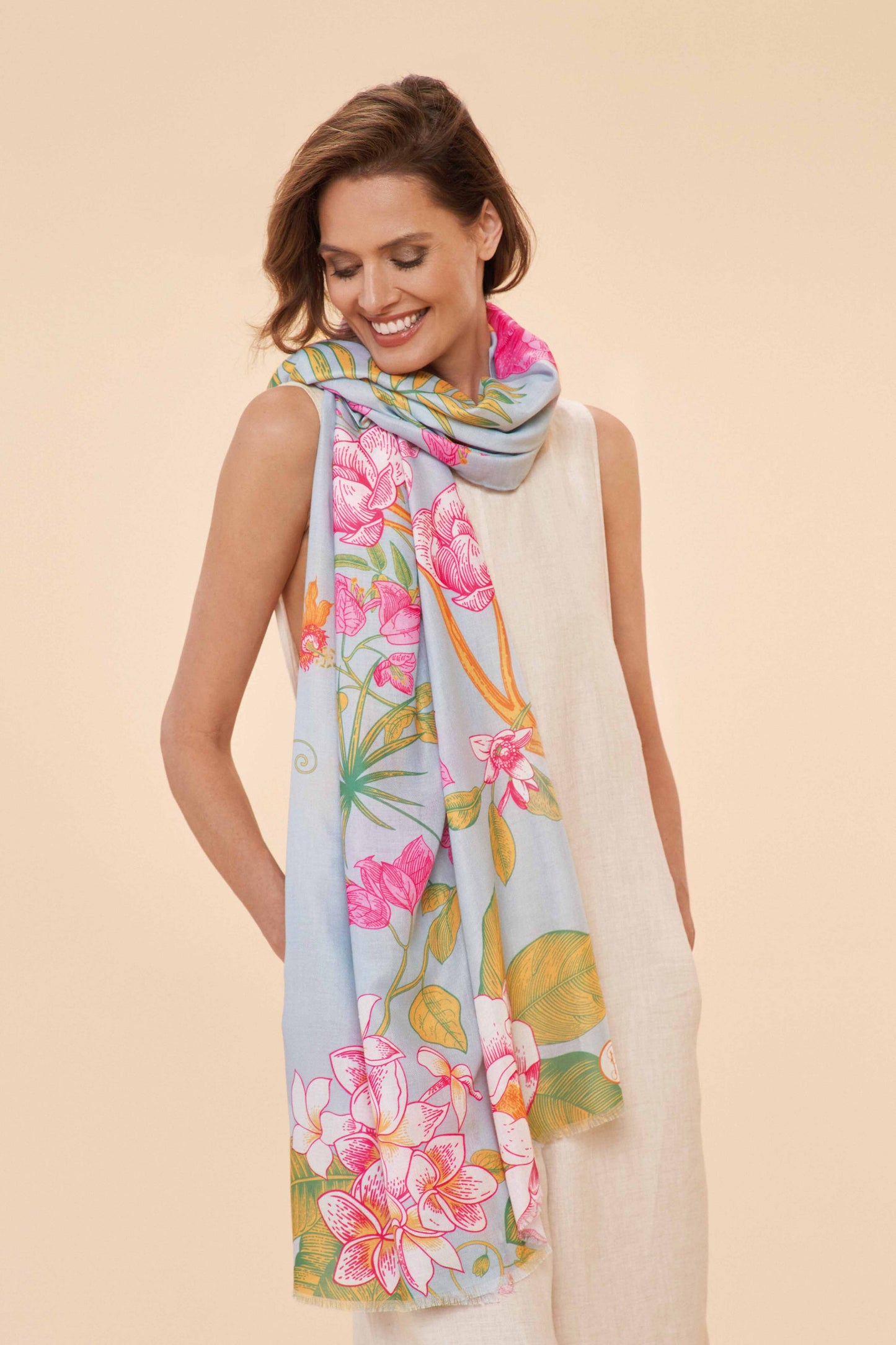 Printed Floral Jungle Scarf - Lavender