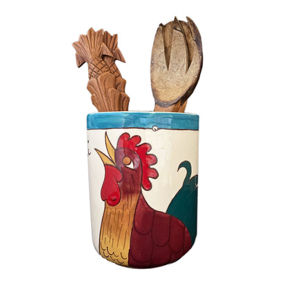 Utensil Holder Blue Rooster