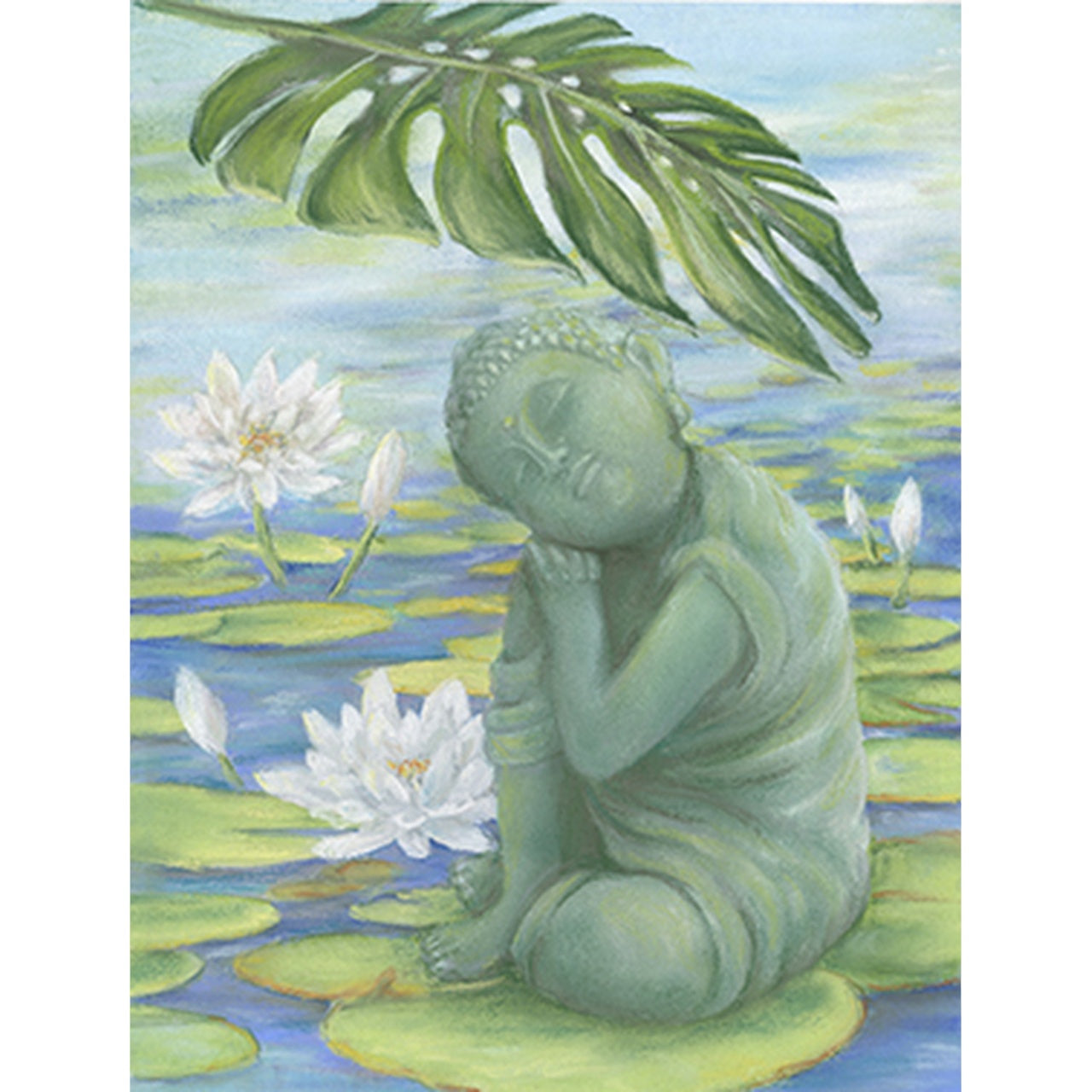 Buddha and Lily Pond Greeting Card
