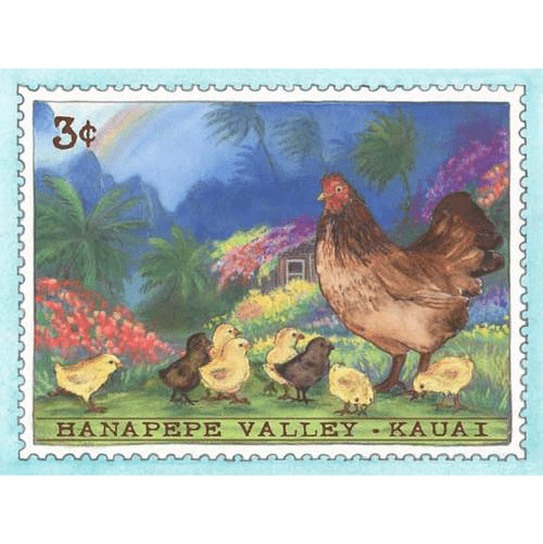 Hanapepe Chickens Stamp Print