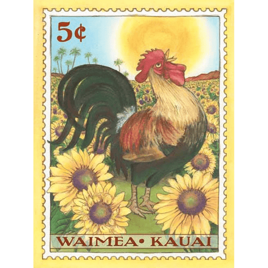 Waimea Rooster Kauai Stamp Print