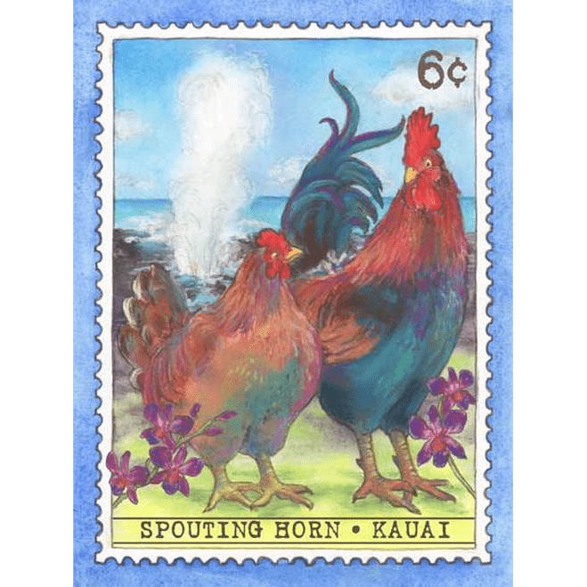 Spouting Horn Kauai Chickens Print