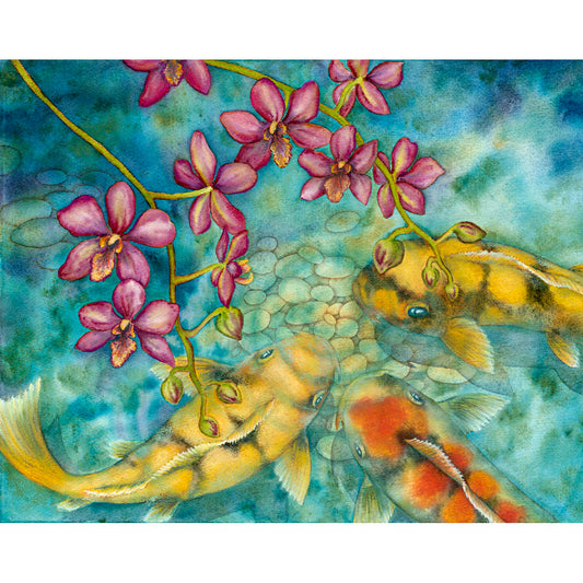 Koi Among Orchids Giclée