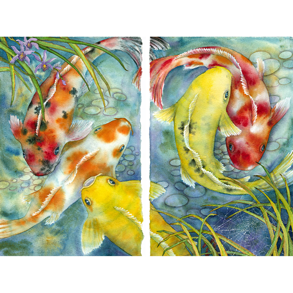 Koi & Orchid Diptych