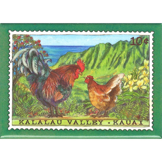 Hen & Rooster/Kalalau Valley 10 Cent Stamp Magnet