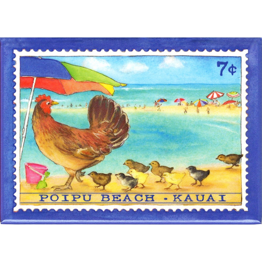 Hen & Chicks/Poipu Beach 7 Cent Stamp Magnet